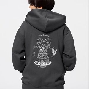 GU UNIQLO KUROMI Sweat Oversized Full-Zip Hoodie | Sanrio characters BRAND NEW